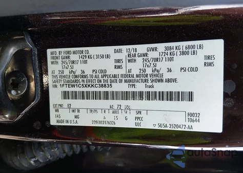 2019 Ford F-150 Xlt z USA, uszkodzony, nr VIN 1FTEW1C5XKKC38835